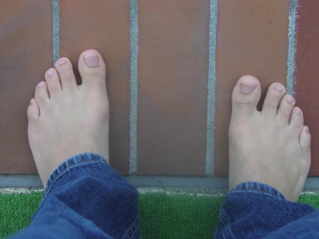 Outside going barefoot