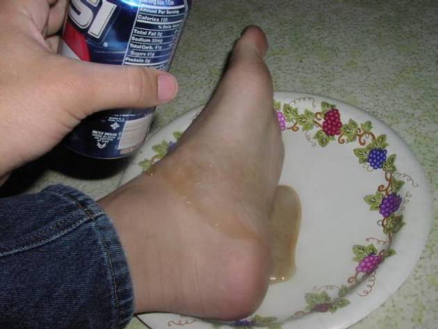 Pouring soda on my feet