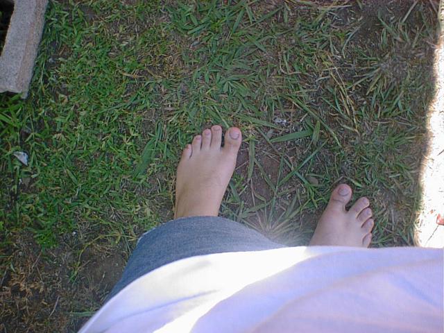 Walking around barefoot outside