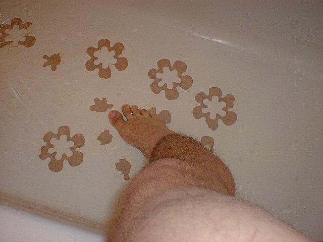 My wet foot in my bathtub