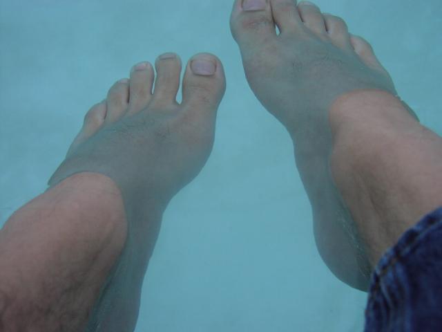 Franks feet under water