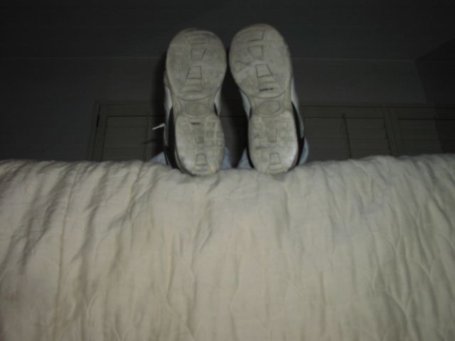 My dirty shoes on bed