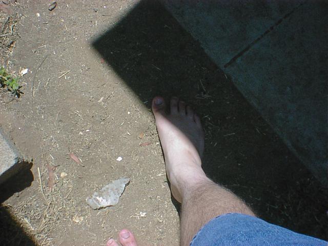 Playing outside in my bare feet