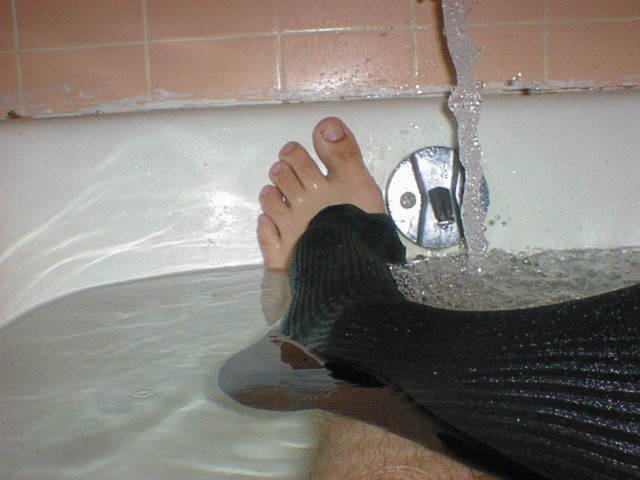 My wet socks in the bath