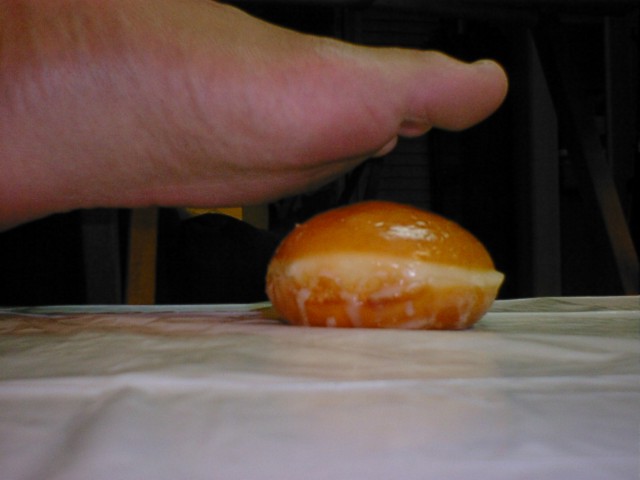 Stepping on a doughnut