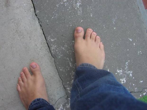 Barefoot on cement