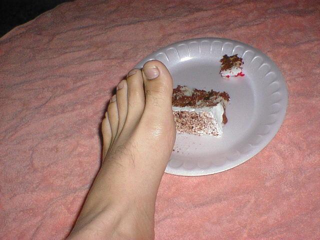 Feet and cake for eating