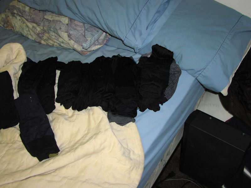 My dress socks on my bed